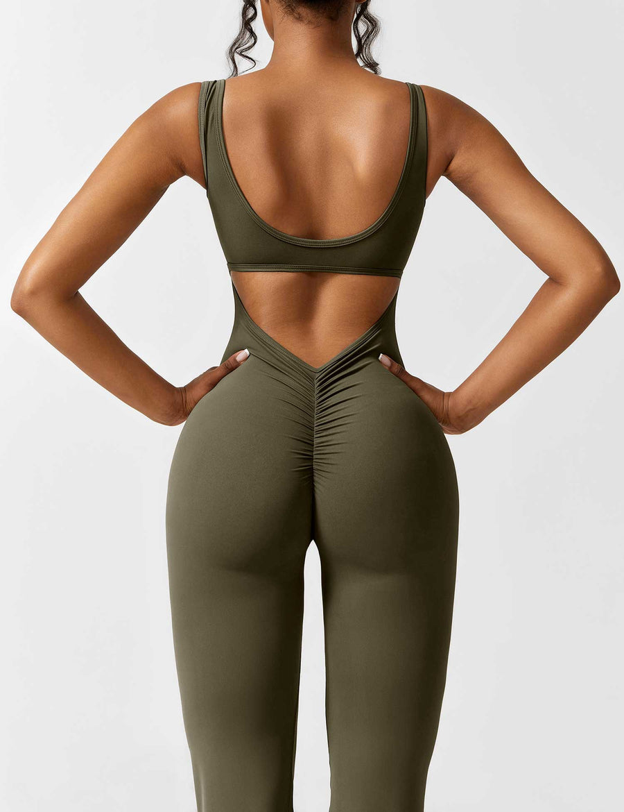 Olivia - V-Drop Flared Overalls